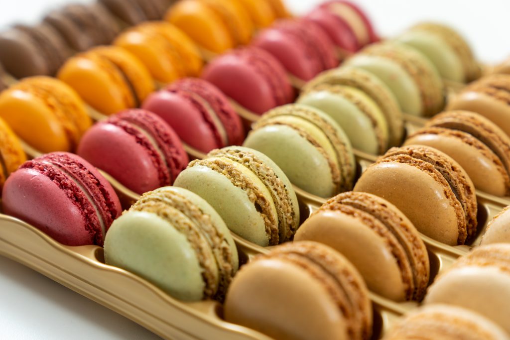 Colorful french dessert macarons